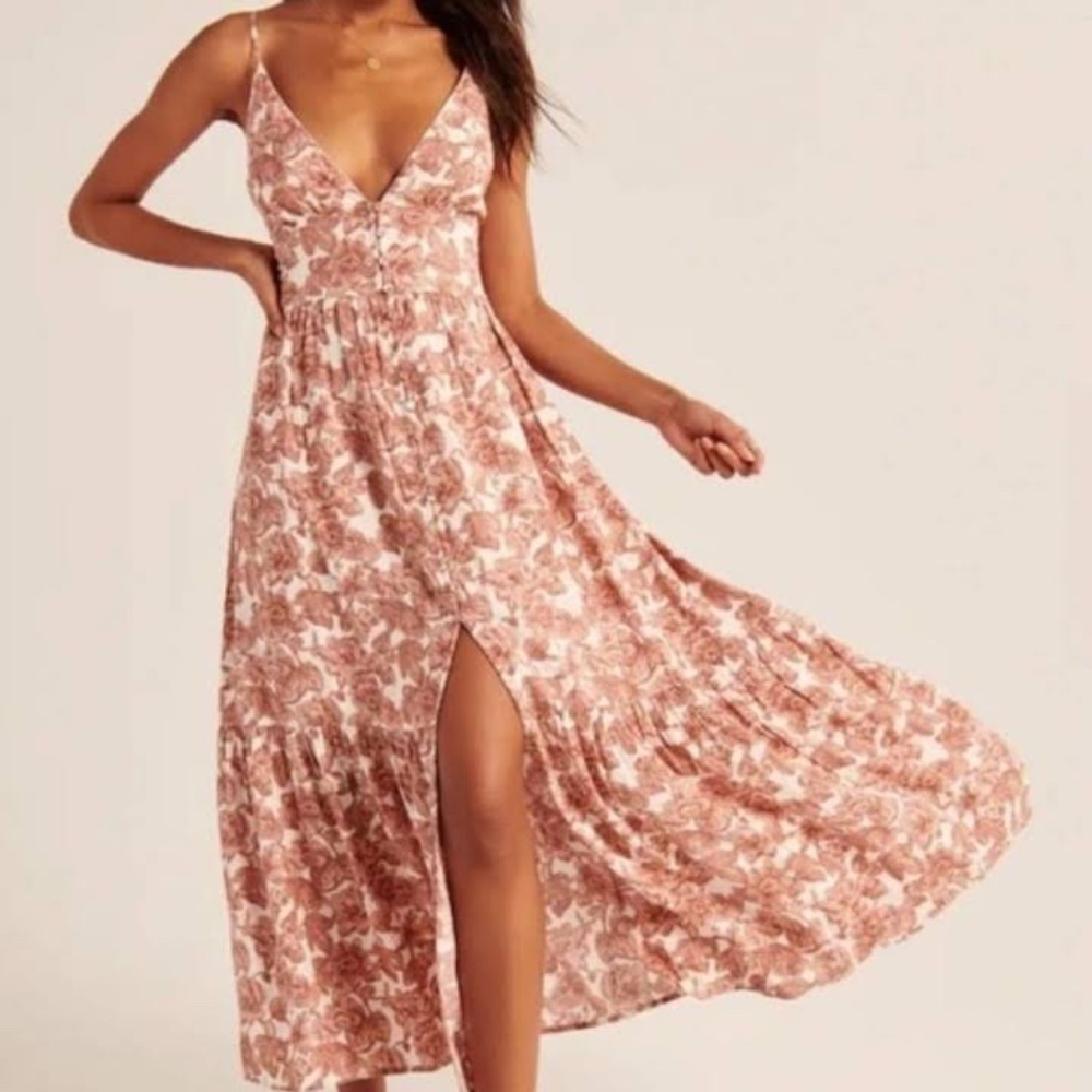 Abercrombie Tiered Floral Button Maxi Dress M